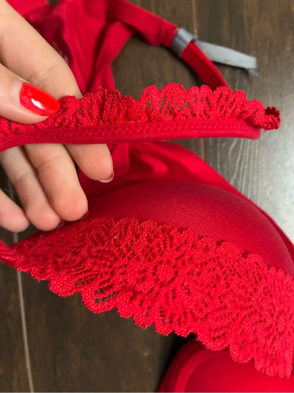 aerie Red Lace-Trim Push-Up Bra